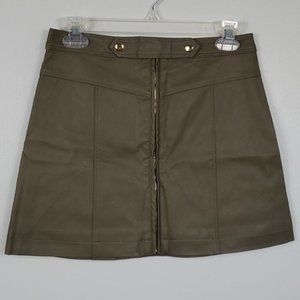 Abercrombie Faux Leather Olive Green Mini Skirt 0